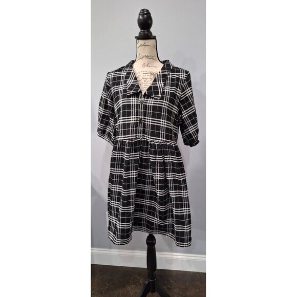 EUC Harper Heritage Black and White Plaid Short Sleeve Dress/Sz Medium - Picture 1 of 6